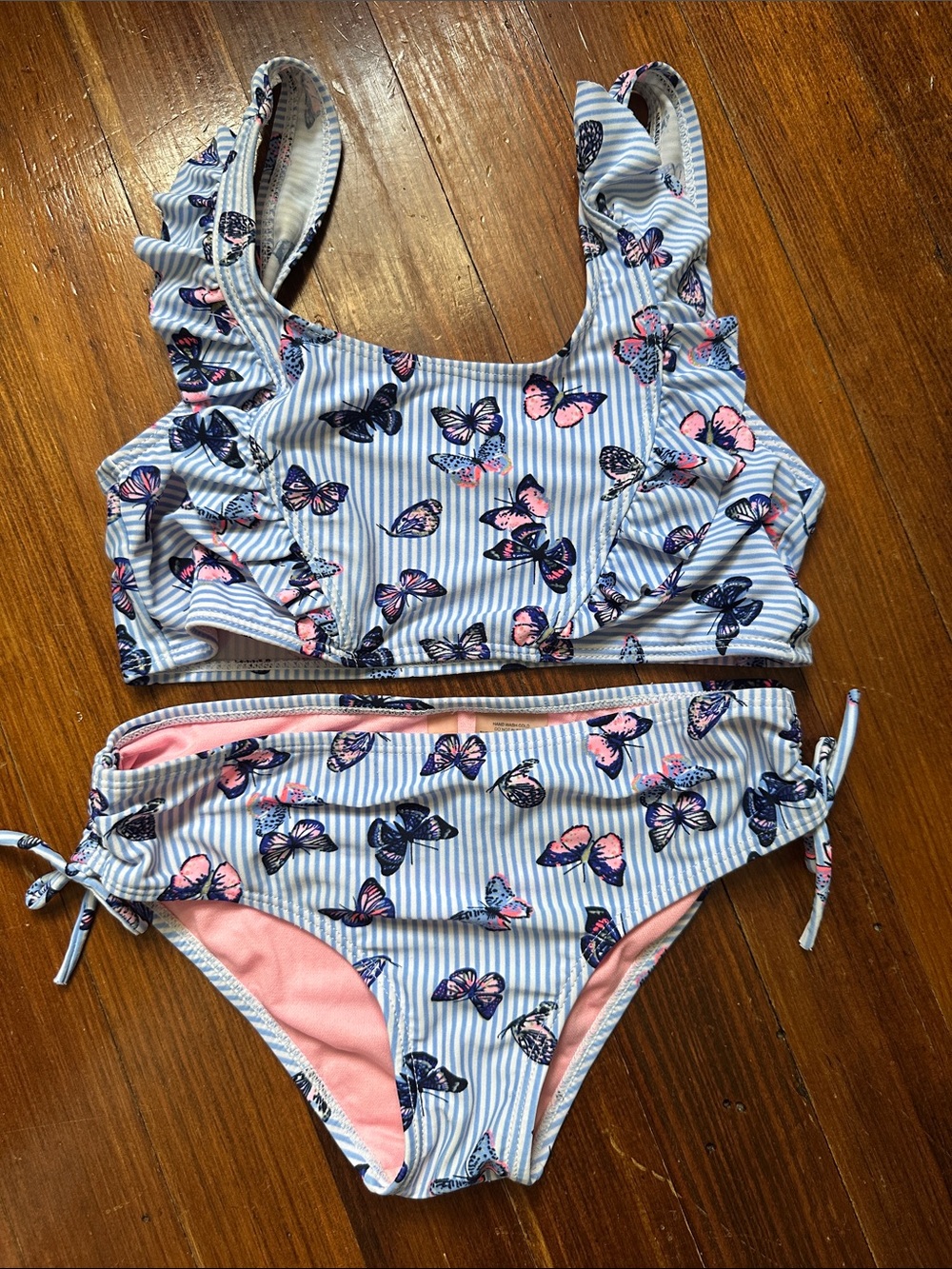 Kensie Girl Blue & Pink Butterfly Ruffle Tankini Set
